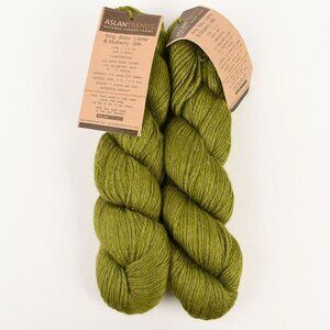 Asian Trends King Baby Llama & Mulberry Silk Yarn Worsted Weight 2 Skeins Olive